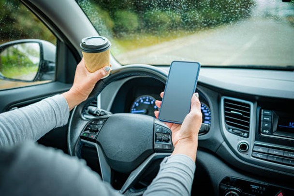 distracted driver with phone