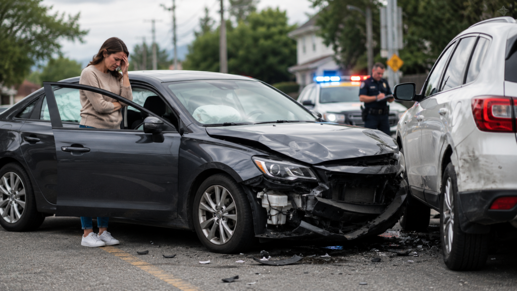 A victim properly taking steps for documenting injury evidence at a crash scene