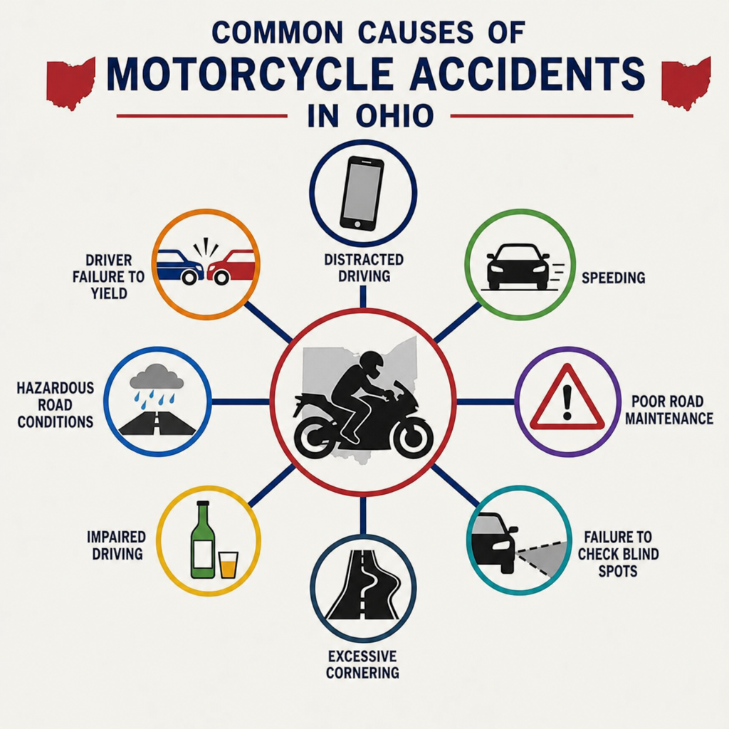 Common Causes of Motorcycle Accidents in Ohio
