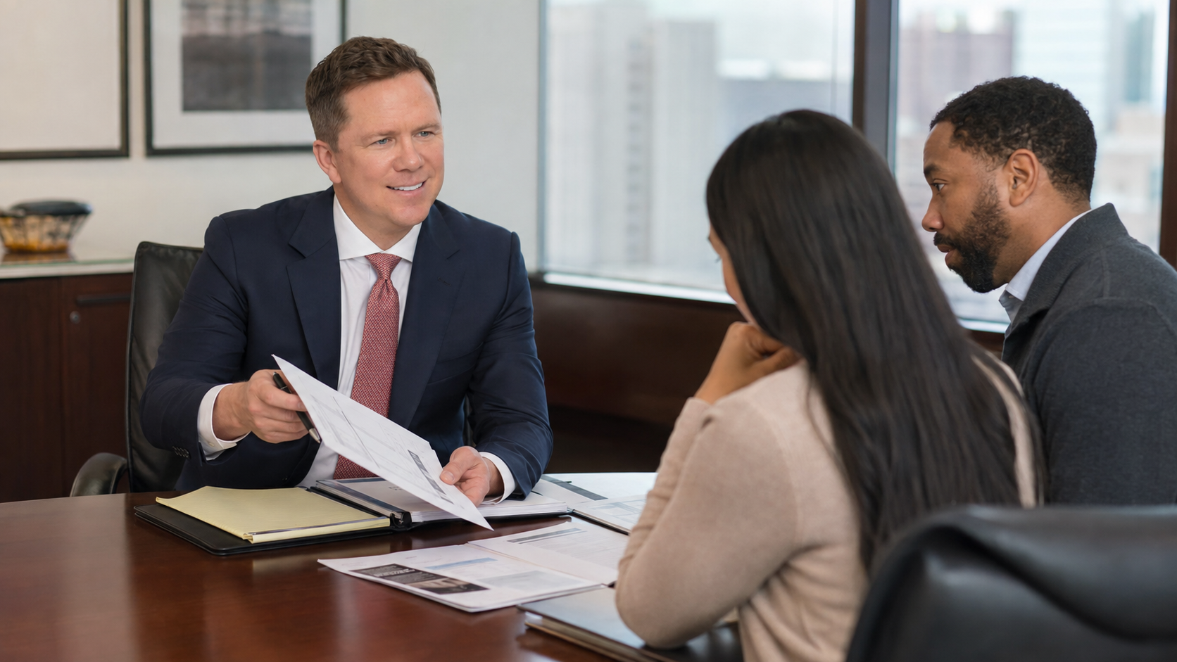 Columbus personal injury attorney Gregory Gudin of Buckeye Law Group meets with clients about a medical malpractice claim.