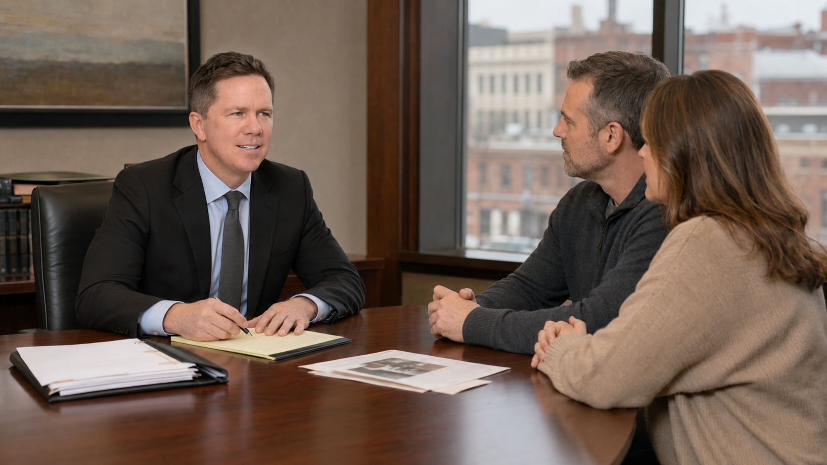 Attorney Gregory Gudin from Buckeye Law Group meets with clients in Middletown, OH, to discuss a potential medical malpractice claim.